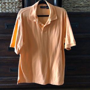 SADDLEBRED orange cotton polo knit shirt in size L